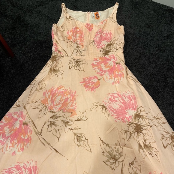 Loft A line lined floral dress with pleated front zip up back - Picture 1 of 4